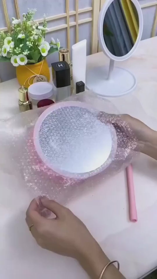 LED Makeup Mirror with Touch Control – Pink Vanity Mirror