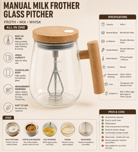 Automatic Self-Stirring Glass Pitcher – 400mL