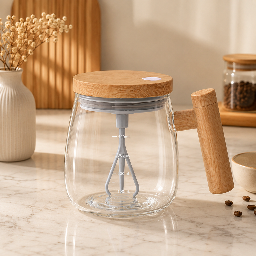 Automatic Self-Stirring Glass Pitcher – 400mL