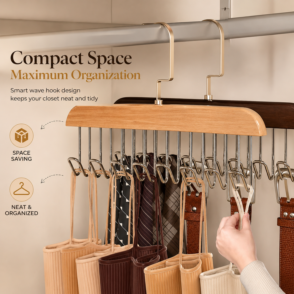 8-Hook Wave Belt & Tie Organizer