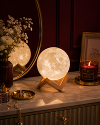 3D Moon Night Lamp with Wooden Stand