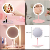 LED Makeup Mirror with Touch Control – Pink Vanity Mirror