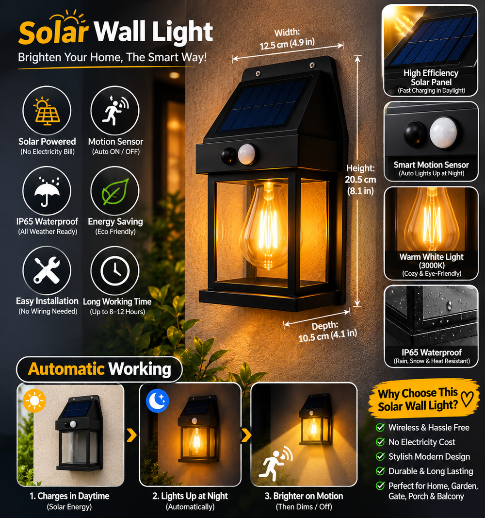 Solar Motion Sensor Wall Light