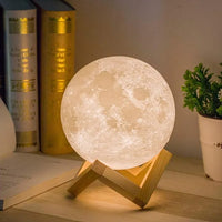 3D Moon Night Lamp with Wooden Stand