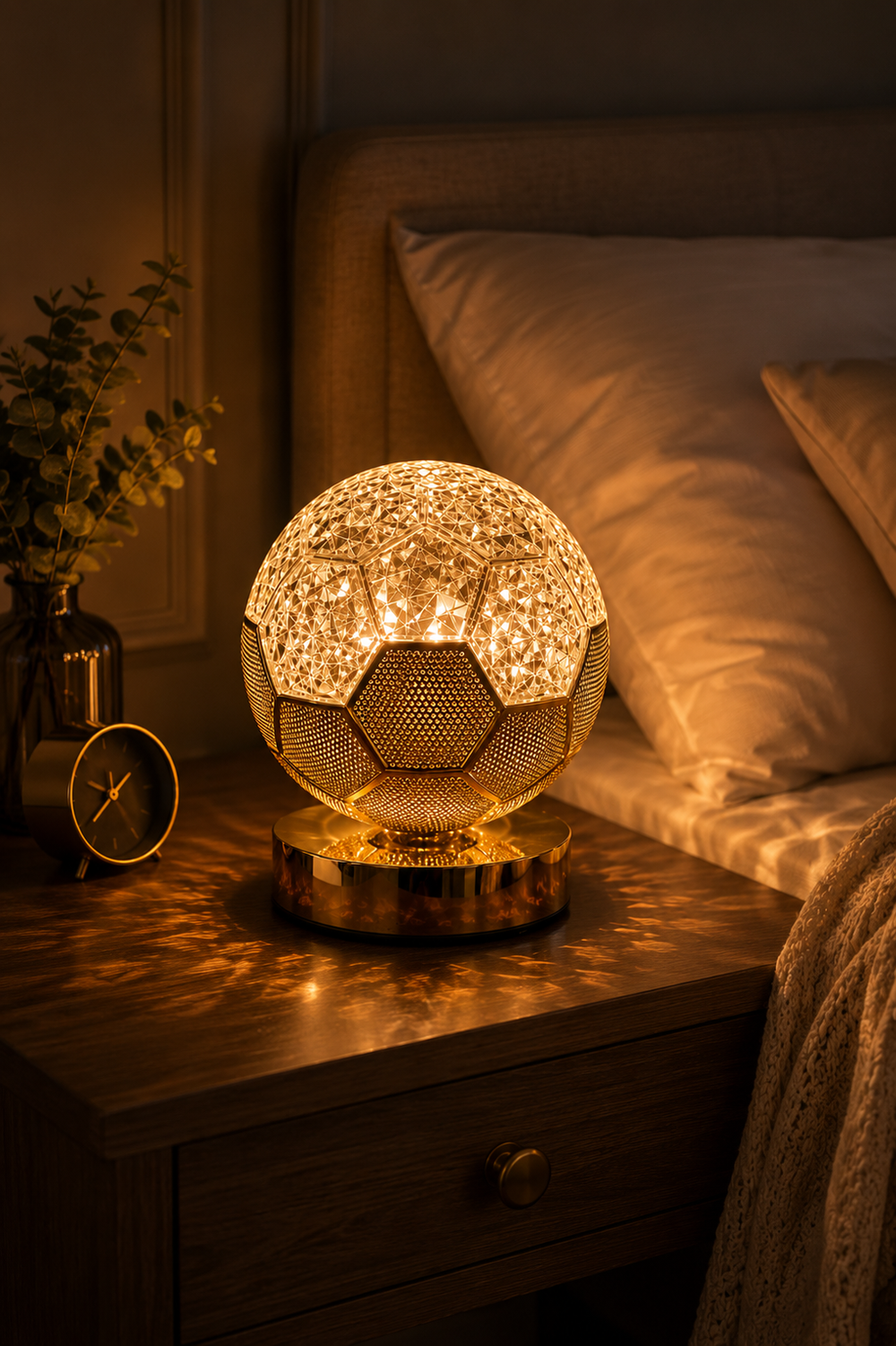 Luxury Crystal Ball LED Table Lamp – Golden Decorative Night Light
