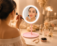 LED Makeup Mirror with Touch Control – Pink Vanity Mirror