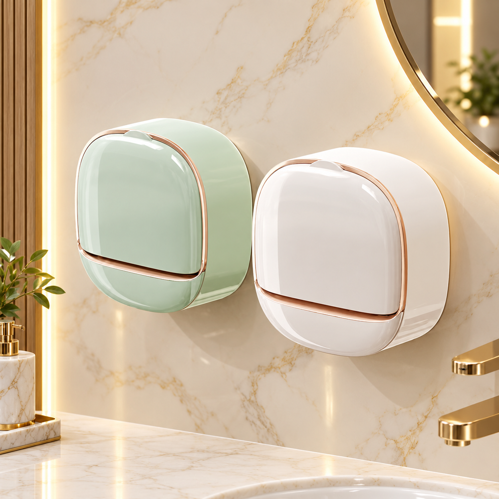 Premium Wall-Mounted Soap Box – Luxury Self-Draining Soap Dish