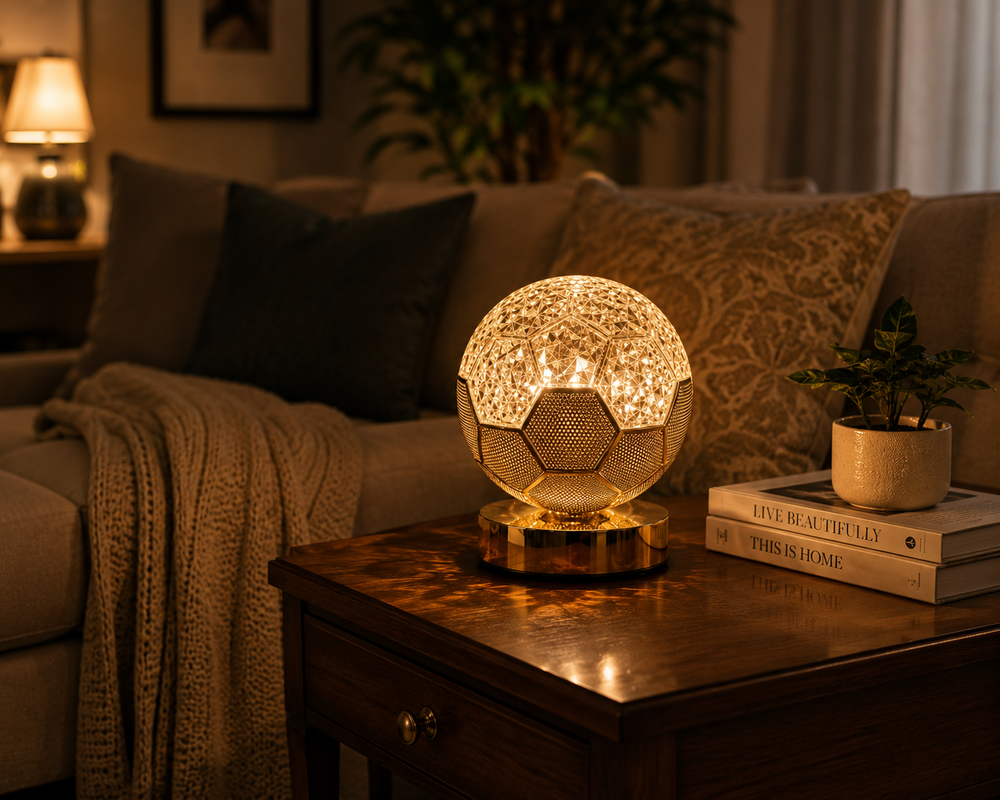 Luxury Crystal Ball LED Table Lamp – Golden Decorative Night Light