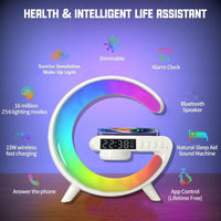 3-in-1 Smart Sunrise Alarm Clock with Bluetooth Speaker & Wireless Charger